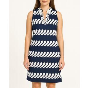STS Sail to Sable Sleeveless Tunic Dress Navy Blue White Rope Print Size Medium